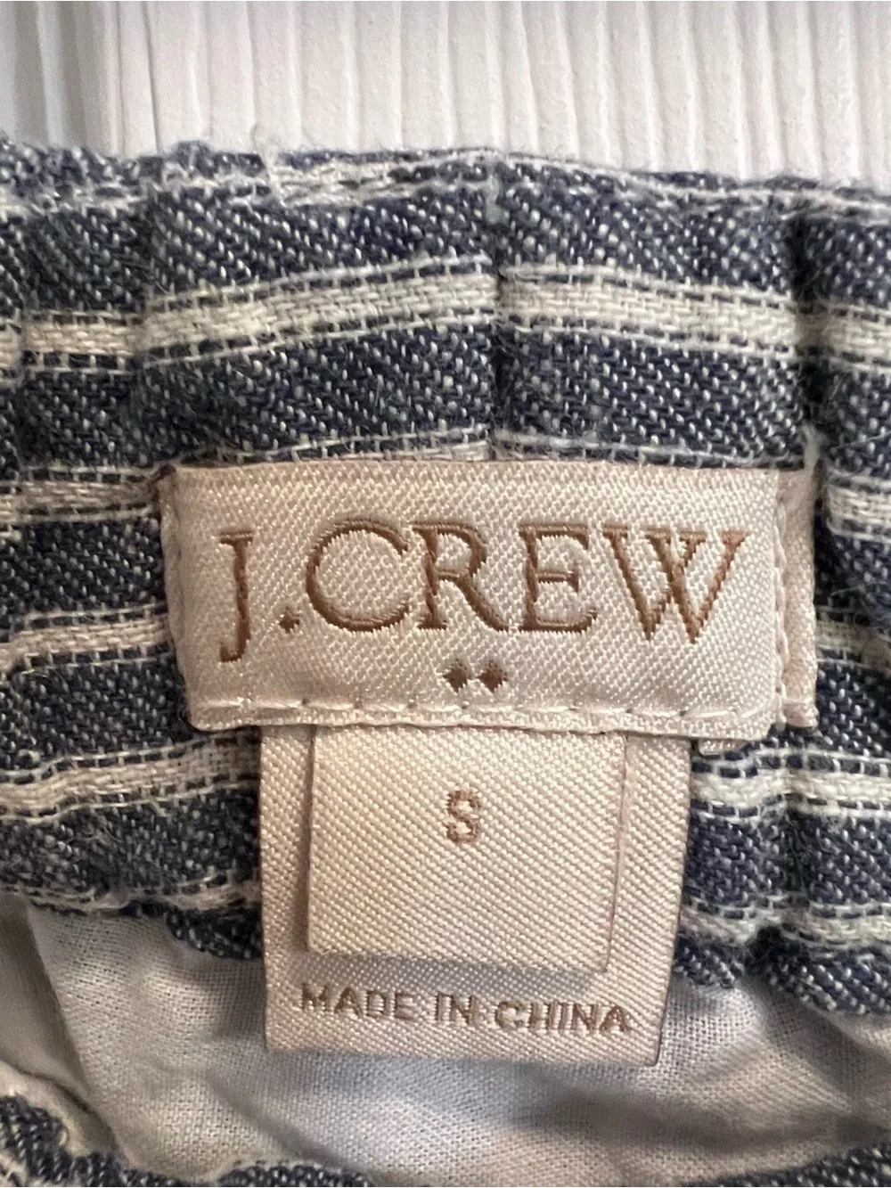 J.CREW Women's Skirt Pull On Linen Blend Railroad Stripe Pockets Size Small